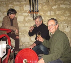 Simon Grainger Pierre & Bridget wine tasting from the vats