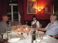 Simon & wine tour guests - wine tasting dinner at manoir de Gourin